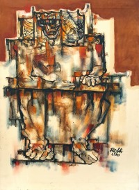 Mansoor Rahi, 28 x 39 Inch, Oil on Canvas, Figurative Painting, AC-MSR-135
